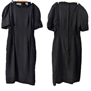 Nipon Boutique Vintage Black 100% Silk Dress Size 8 Medium